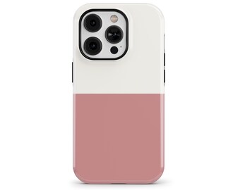 Dusty Rose Pink and Cream Phone Case for iPhone 17 16e 15 14 13 Pro Max, Samsung Galaxy S25 S21, Google Pixel 10– Dual Color Case | SCG-DC08