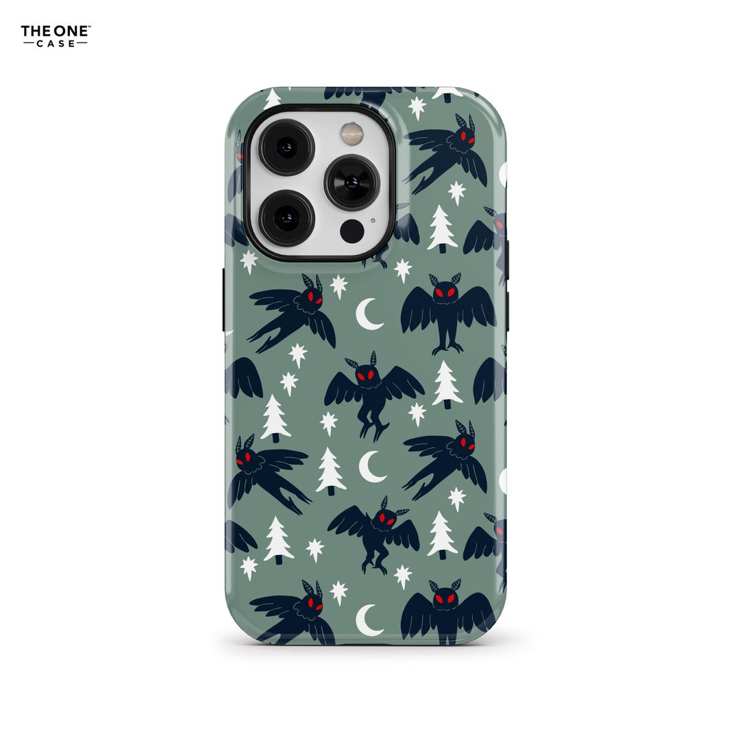 Green Mothman Pattern Cryptid Halloween Phone Case for iPhone 17 16e 15 ...