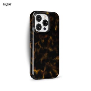Dark Amber Tortoise Shell Phone Case for iPhone 16 15 14 13 12 Mini Pro Max, Samsung Galaxy S25 S24 S23, Google Pixel 9 8 7 Pro | PCM-AB01