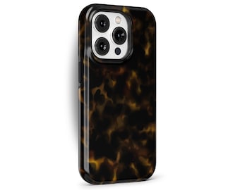 Dark Amber Tortoise Shell Phone Case for iPhone 16 15 14 13 12 Mini Pro Max, Samsung Galaxy S25 S24 S23, Google Pixel 9 8 7 Pro | PCM-AB01