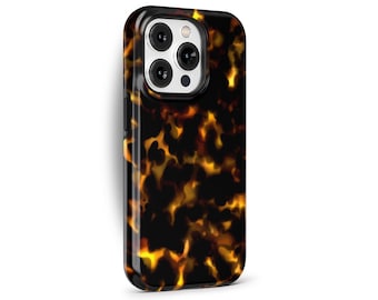 Fiery Yellow Tortoise Shell Phone Case for iPhone 16e 15 14 Pro Max 8 Plus, Galaxy S25 S21 S20, Google Pixel 6 5 4 - MagSafe Case | PCM-AB03