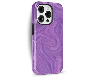 Purple Marble Phone Case for iPhone 16e 15 14 13 12 Pro Max Plus, Galaxy S25 S24 S21 S20, Google Pixel 8 7 6, MagSafe Case | PCM-AB13