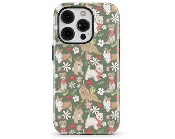Christmas Dog Pattern Phone Case : Winter Holiday Puppy Design for iPhone, Samsung Galaxy, Google Pixel | SOC-XM13