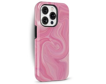 Pink Marble Phone Case for iPhone 16e 15 14 13 12 Pro Max Plus, Galaxy S25 S24 S21 S20, Google Pixel 8 7 6, MagSafe Case | PCM-AB12