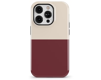 Burgundy and Beige Phone Case for iPhone 17 16e 15 14 13 12 Pro Max, Samsung Galaxy S25 S21, Google Pixel 10 9 – Dual Color Case | SCG-DC10