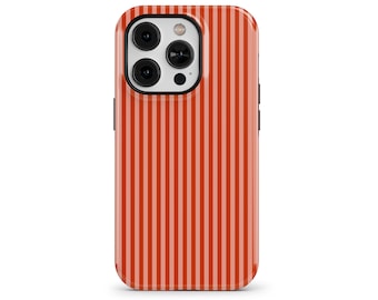Personalized Burnt Orange Striped Terracota Phone Case, Custom Monogram for iPhone 17 16 15 Pro Max, Galaxy S25 S24, Pixel 10 9 | PCM-ST29