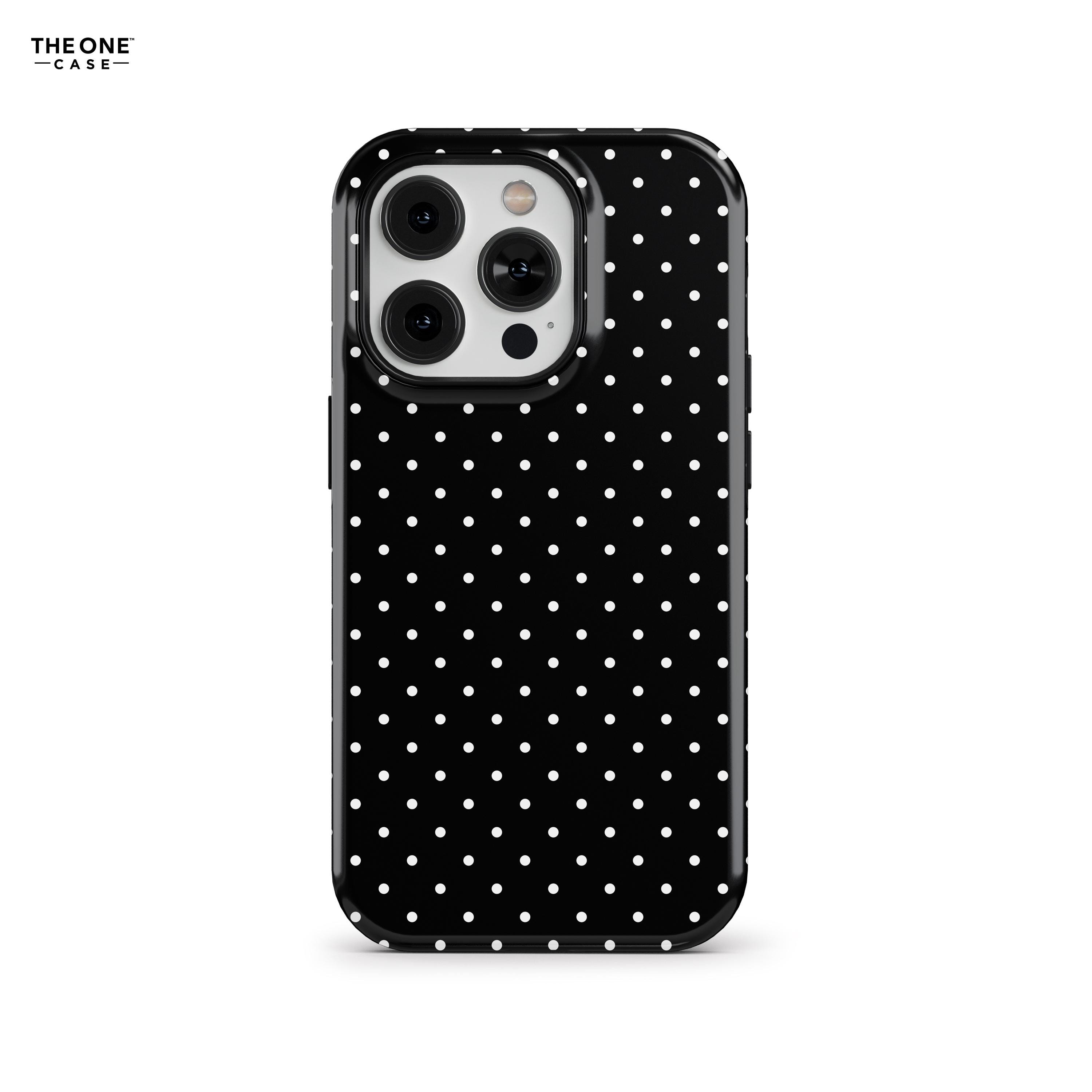 True Black Polka Dots Phone Case for iPhone 16e 15 14 13 12 Pro Max, Samsung Galaxy S24 S23, Google Pixel – Custom MagSafe Case | PCM-PD18