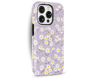 Lavender Daisy Flowers Pattern Phone Case for iPhone 17 Air 16e 14 13 11 Pro Max, Samsung Galaxy, Google Pixel 10, Floral Bloom | FFP-WF31
