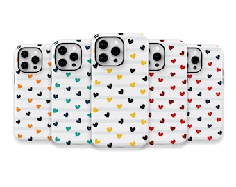 Cute Hearts Phone Case for iPhone 16 15 14 13 Pro Max, Samsung Galaxy S24 S23, Google Pixel – Personalized | Heart Patterns Case | PCM-LH07