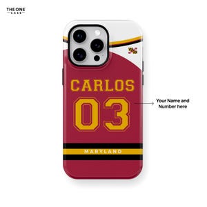Maryland State Flag Jersey Phone Case for iPhone, Samsung Galaxy, Google Pixel - Personalized | Custom Name and Number, Sports Fan Gift