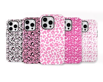 Pink Animal Print Phone Case for iPhone 16 15 14 13 11 Pro Max, Samsung Galaxy S24 S23 S22 Ultra, Google Pixel - Leopard Patterns | PWP-AN05