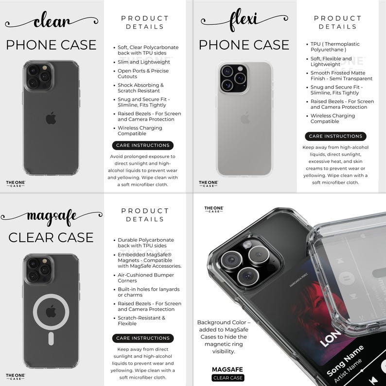 May include: Three clear phone cases with different designs. The first case is a clear case with a black phone inside. The second case is a clear case with a white phone inside. The third case is a clear case with a red phone inside. The cases are all designed to protect the phone from scratches and drops. The cases are all compatible with wireless charging.