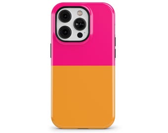 Fuchsia Pink and Orange Phone Case for iPhone 17 16e 15 14 13 Pro Max, Samsung Galaxy S25 S21, Google Pixel 10 9– Dual Color Case | SCG-DC13
