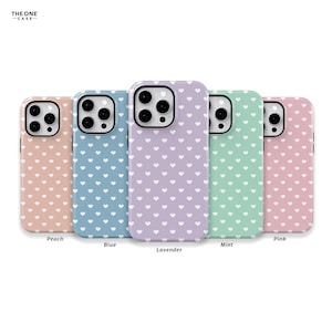 Pastel Hearts Phone Case for iPhone 16 15 14 13 12 11 Pro Max, Samsung Galaxy S24 S23, Google Pixel – Cute Heart Patterns Case | PCM-LH11