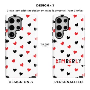 Doodle Hearts Phone Case for iPhone 16 15 14 13 Pro Max, Samsung Galaxy S24 S23, Google Pixel – Custom Name | Personalized Gift | PCM-LH05 imagen 3