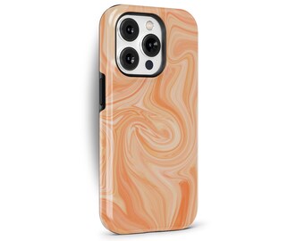 Orange Marble Phone Case for iPhone 16e 15 14 13 12 Pro Max Plus, Galaxy S25 S24 S21 S20, Google Pixel 8 7 6, MagSafe Case | PCM-AB22
