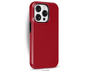Cherry Red Phone Case for iPhone 16 15 14 13 12 11 10 Pro Max, Samsung Galaxy S24 S23, Google Pixel – Solid Color Minimalist Case | SCG-SC07