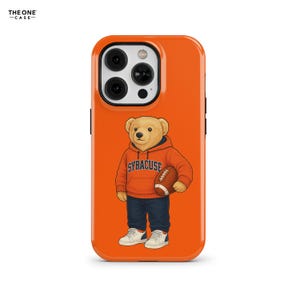 Polo Bear Syracuse Football Phone Case for iPhone 16e 15 14 13 Pro Max, Samsung Galaxy, Google Pixel – Cute Teddy Bear Phone Case | SPM-CH01
