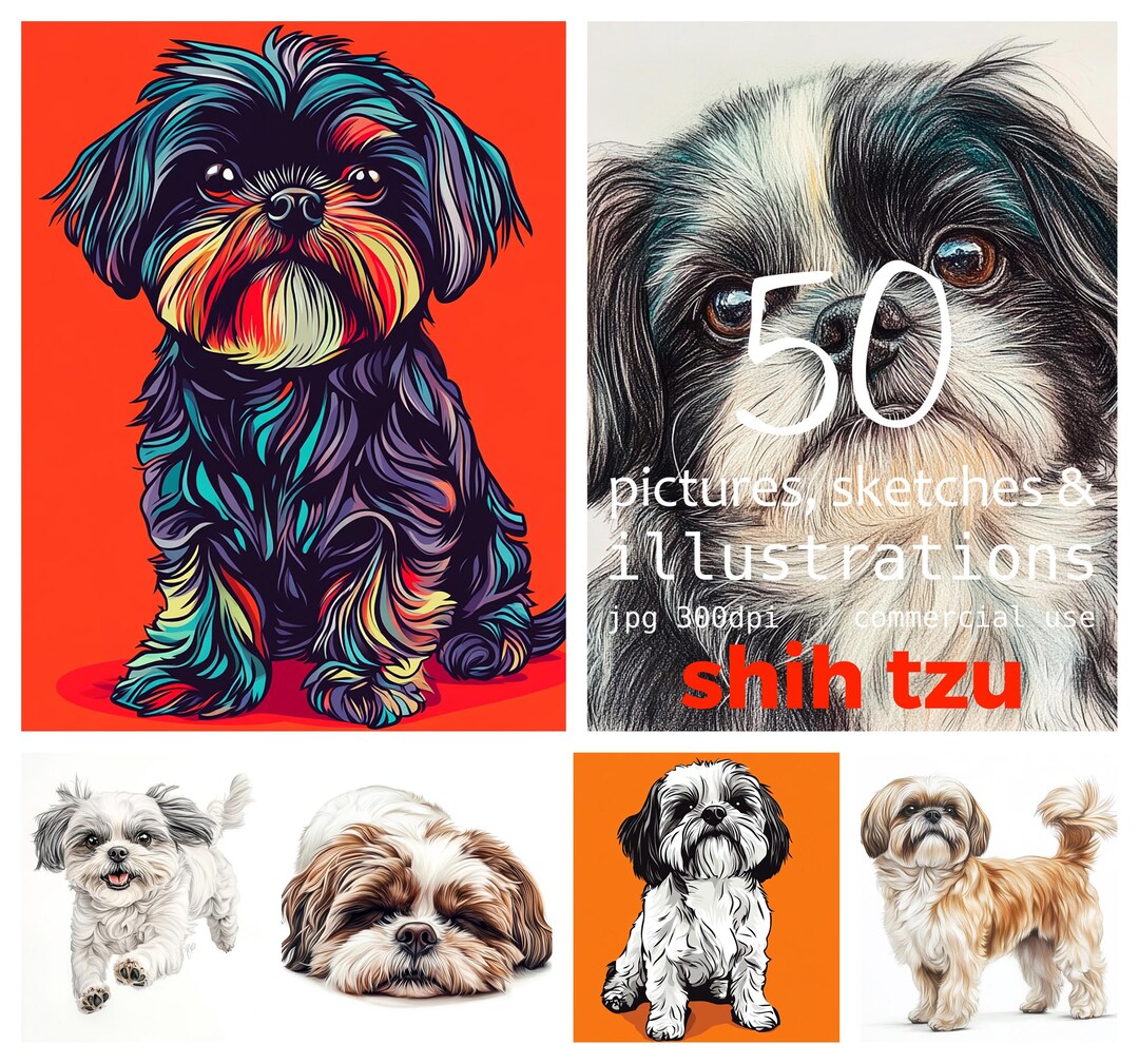 シーズー犬のイラスト50選：超リアルなペットアート（商用利用可