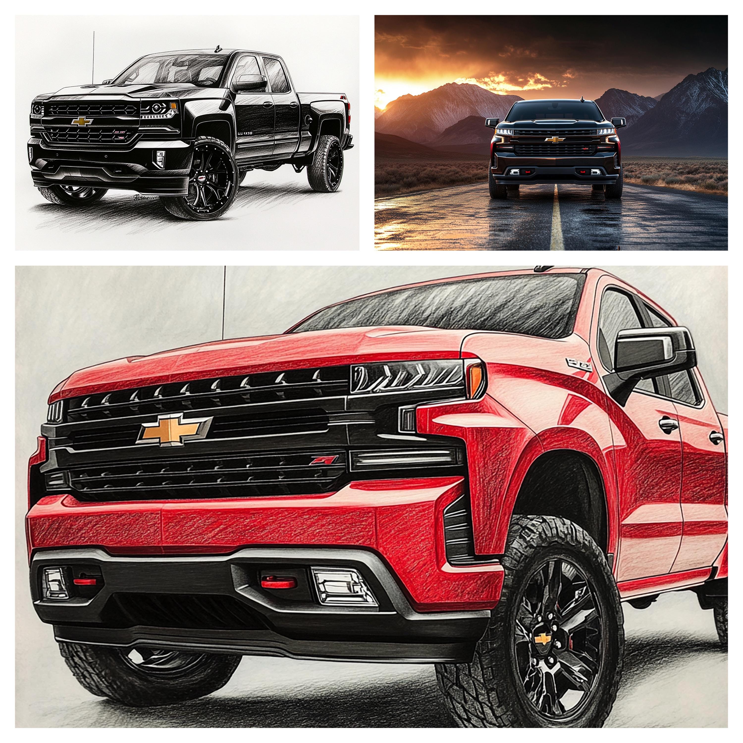 60 JPEG Illustrations, Pictures and Sketches of Chevrolet Silverado