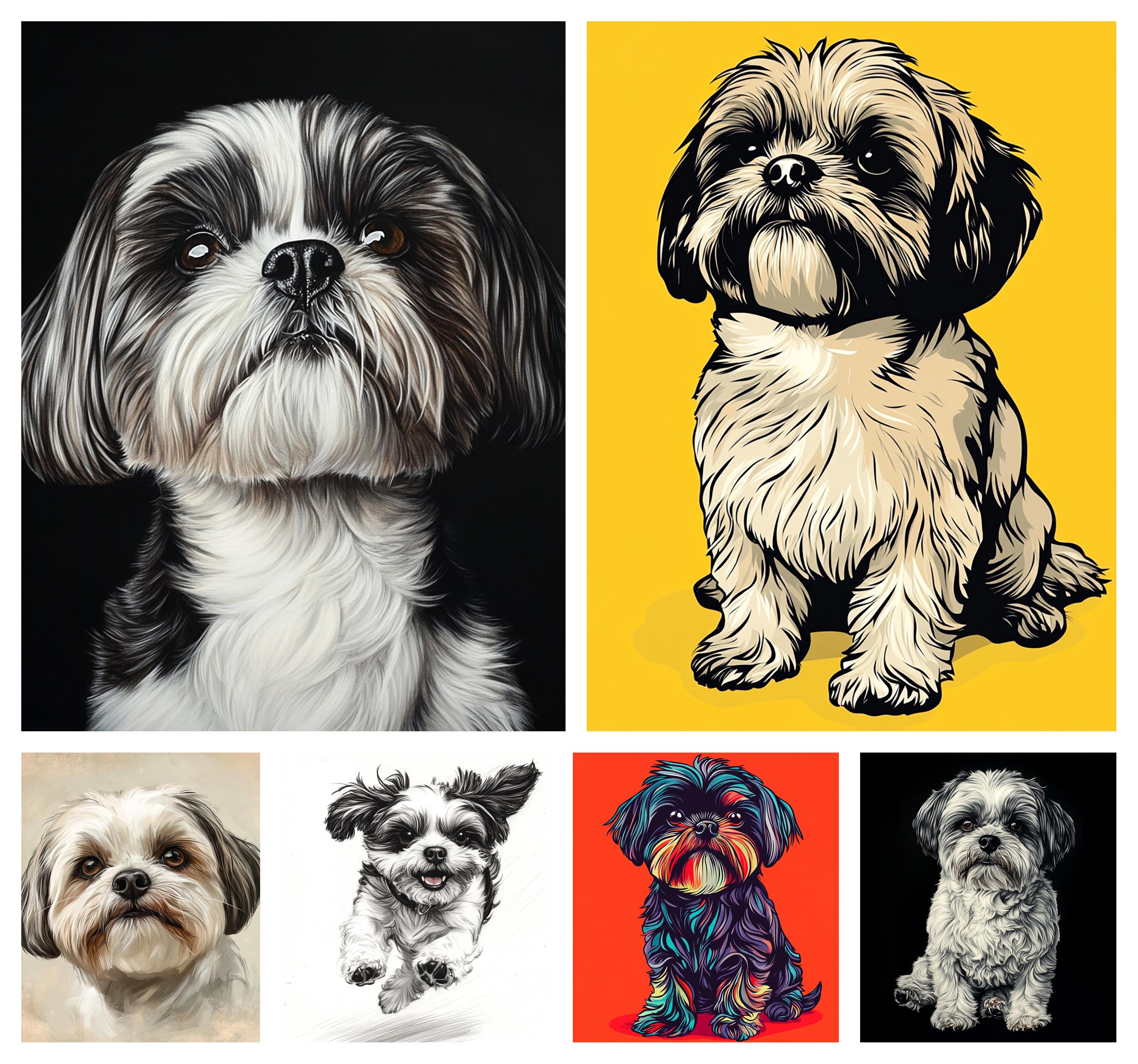 シーズー犬のイラスト50選：超リアルなペットアート（商用利用可