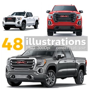 GMC Sierra Truck Clipart: 48 PNG Illustrations (Commercial Use Digital Download)