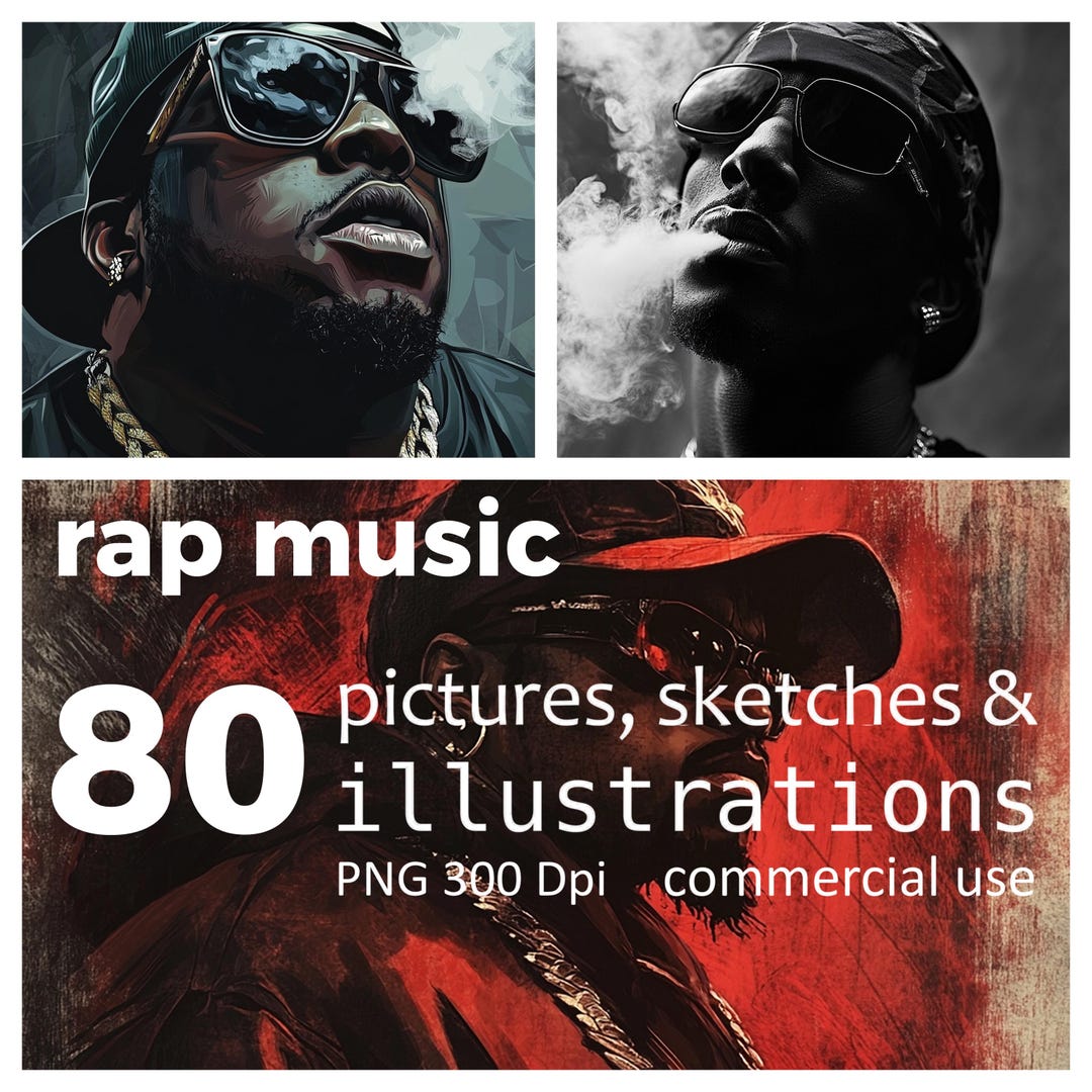 Rap Graphics Rap Music Illustrations: 80 PNG Rapper Clipart (digital Download) - Etsy