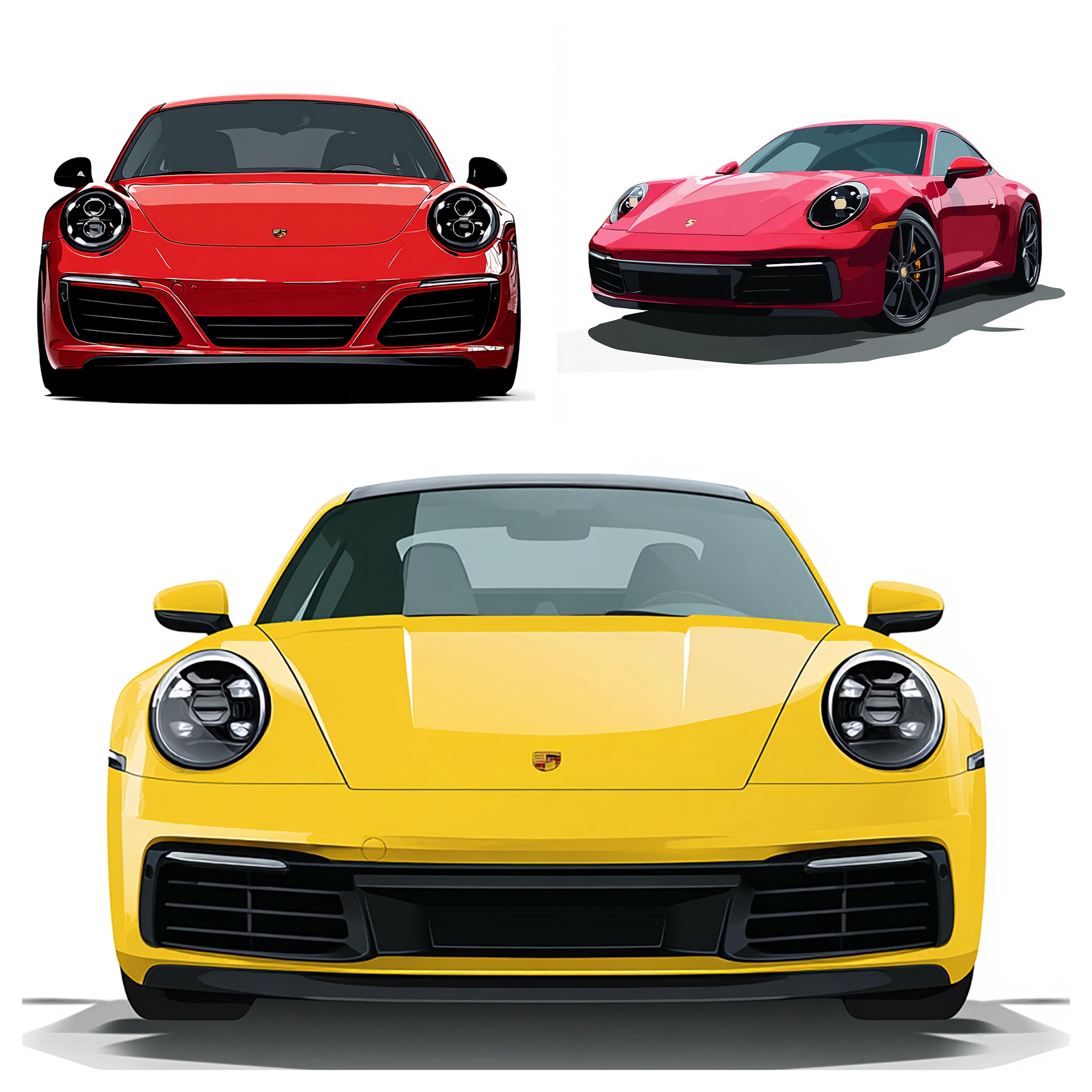 車の絵　ポルシェ ポルシェ 911 カレラ クリップアート：PNG 車イラスト 90 点（商用利用