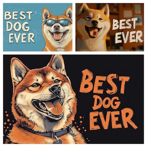 Shiba Inu Dog Breed Postcard Illustrations (PNG Digital Download)