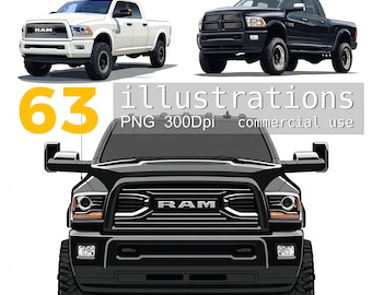 RAM Truck Clipart: 63 PNG Illustrations for Commercial Use (Digital Download)