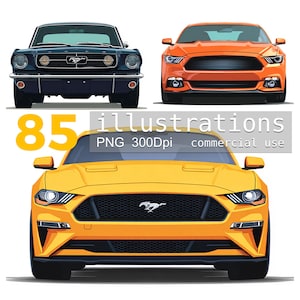 85 illustrazioni PNG, immagini clipart del tema dell'auto Ford Mustang Uso commerciale Carta digitale Download istantaneo