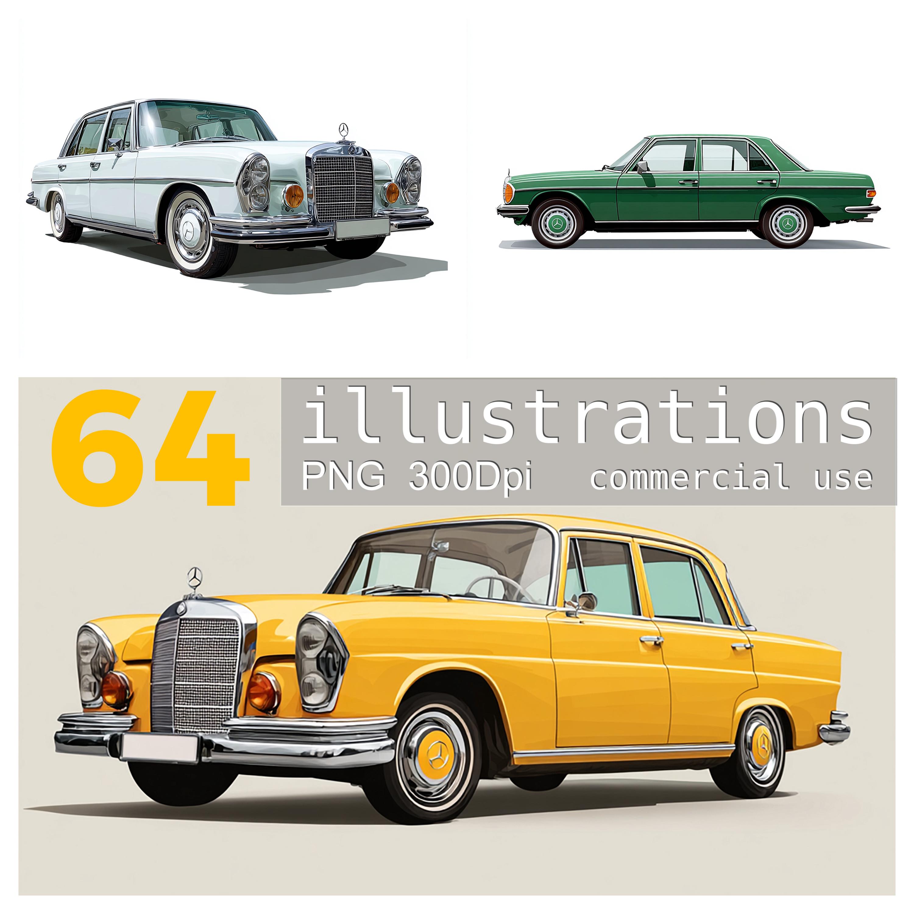 ヴィンテージ メルセデス ベンツ カー クリップアート: 64 枚の PNG