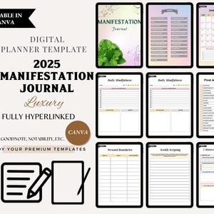 Digital Manifestation Journal - Printable Planner for Goal Setting, Law of Attraction, Positive Affirmations, Manifest Your Dreams