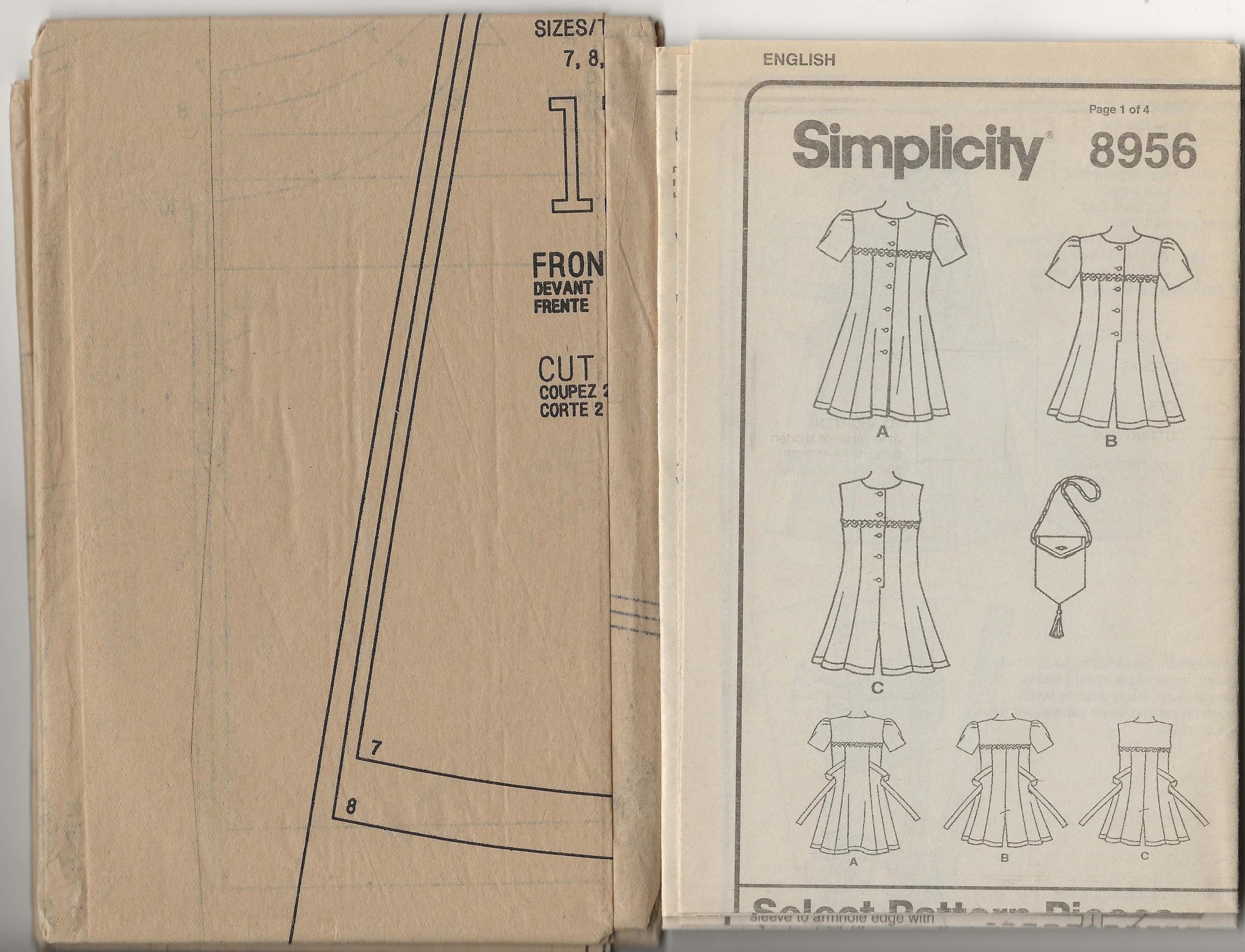 Simplicity 8956 UNCUT Sewing Pattern Girls Dress Jumper | Etsy