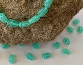 Czech Glass Flowers Seafoam Green Opal Luster Tulips 9x7mm Tulip Beads Glass Flowers Glass Tulip Beads Opalescent Beads Spring Easter 25
