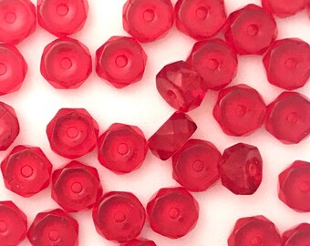 6x3mm Siam Red Rondelles Czech Glass Spacers Faceted Beads Bright Red Vintage Shiny Sparkly Fire Polished Spacer Beads RLRT6 25 or 50 CHOOSE