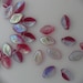 Czech Glass Leaves Vintage Two Tone Pink Fuchsia Lilac Light Purple AB Shiny Side Drilled Etched Translucent Beads 12x7mm LS40 Jewelry 12
