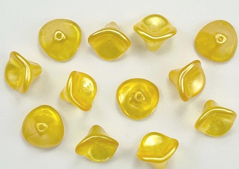12X10mm 6x8mm Czech Glass Flower Cups Buttercup Yellow Satin Magenta Fuchsia Pink Lemon Raspberry Sorbet Flower Cup Beads CHOOSE COLOR & AMT image 6