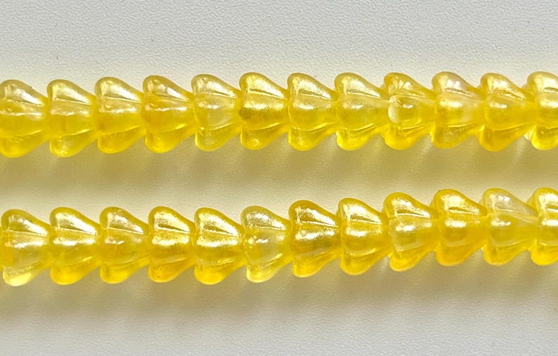 12X10mm 6x8mm Czech Glass Flower Cups Buttercup Yellow Satin Magenta Fuchsia Pink Lemon Raspberry Sorbet Flower Cup Beads CHOOSE COLOR & AMT 12 6x8 Satin Butter
