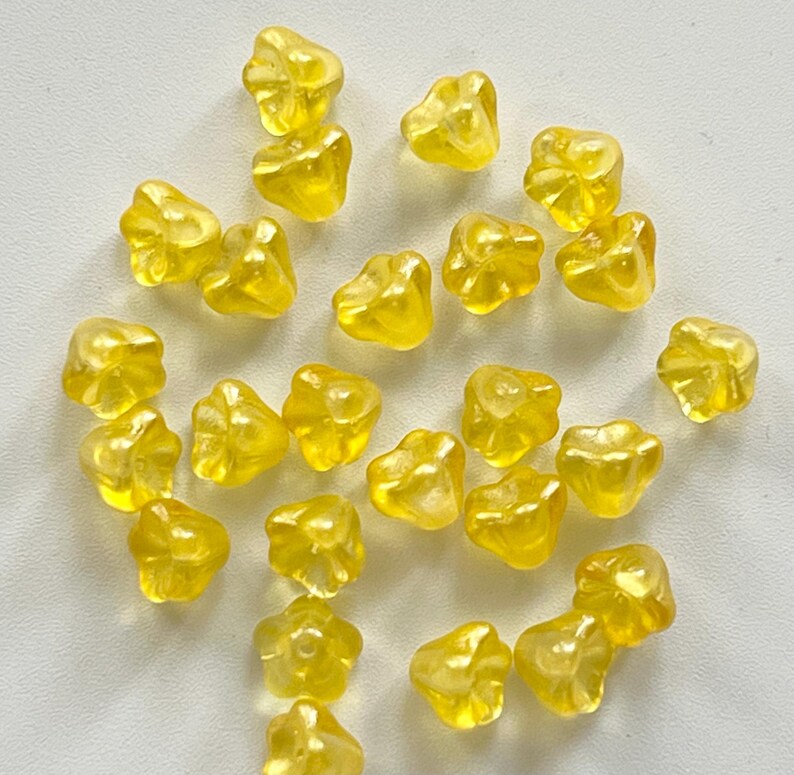 12X10mm 6x8mm Czech Glass Flower Cups Buttercup Yellow Satin Magenta Fuchsia Pink Lemon Raspberry Sorbet Flower Cup Beads CHOOSE COLOR & AMT 25 6x8 Satin Butter