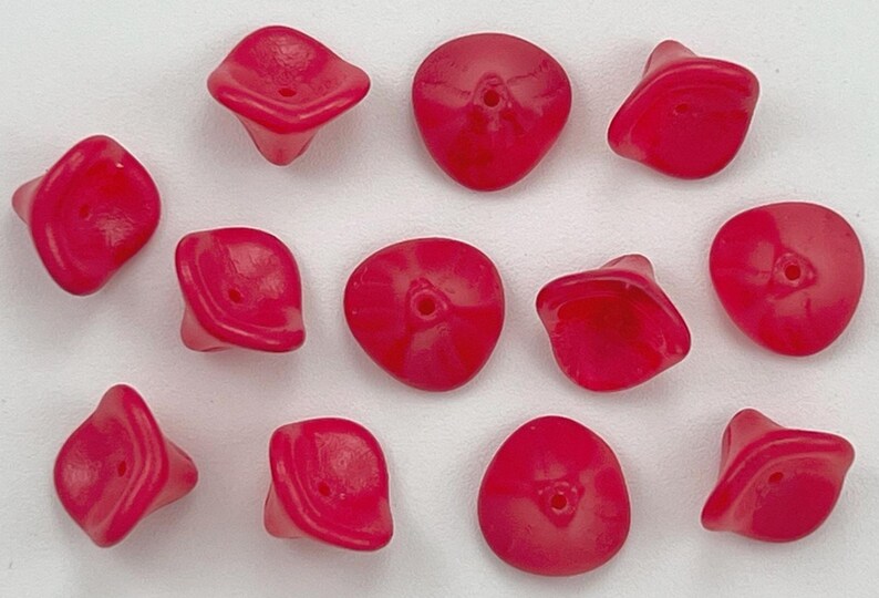12X10mm 6x8mm Czech Glass Flower Cups Buttercup Yellow Satin Magenta Fuchsia Pink Lemon Raspberry Sorbet Flower Cup Beads CHOOSE COLOR & AMT image 9