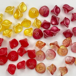 12X10mm 6x8mm Czech Glass Flower Cups Buttercup Yellow Satin Magenta Fuchsia Pink Lemon Raspberry Sorbet Flower Cup Beads CHOOSE COLOR & AMT