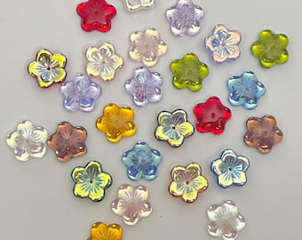 16x4mm Large Czech Glass Flower Beads Vintage Flowers Flat Daisies Alexandrite Clear Siam Olivine Sapphire Amethyst Rosaline Topaz AB CHOOSE
