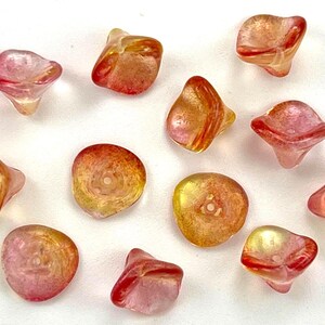 12X10mm 6x8mm Czech Glass Flower Cups Buttercup Yellow Satin Magenta Fuchsia Pink Lemon Raspberry Sorbet Flower Cup Beads CHOOSE COLOR & AMT image 7