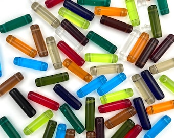 7x25mm Czech Glass Long Tube Beads Two Holes Crystal Topaz Siam Peridot Emerald Olivine Aqua Montana Cobalt Amethyst Black Diamond Jet 5/10
