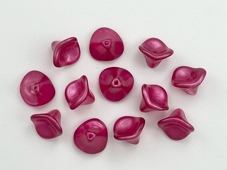12X10mm 6x8mm Czech Glass Flower Cups Buttercup Yellow Satin Magenta Fuchsia Pink Lemon Raspberry Sorbet Flower Cup Beads CHOOSE COLOR & AMT image 3