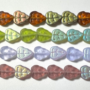 10x8mm Czech Glass Leaves Crystal Alexandrite Olivine Amethyst MATTE AB Dark Topaz Vitrail Top Drilled Leaf Beads Vintage Shiny CHOOSE 12/25