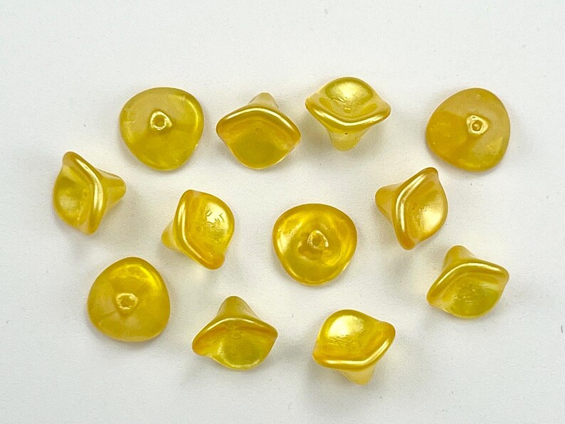 12X10mm 6x8mm Czech Glass Flower Cups Buttercup Yellow Satin Magenta Fuchsia Pink Lemon Raspberry Sorbet Flower Cup Beads CHOOSE COLOR & AMT image 5
