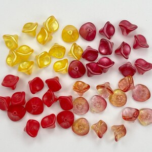 12X10mm 6x8mm Czech Glass Flower Cups Buttercup Yellow Satin Magenta Fuchsia Pink Lemon Raspberry Sorbet Flower Cup Beads CHOOSE COLOR & AMT image 2