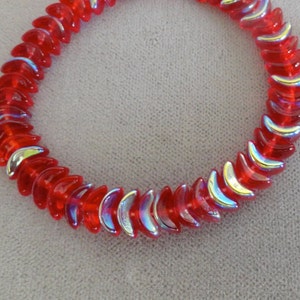Siam Ruby Czech Glass 10mm Wings Red Glass Wing Beads with AB Red AB Wing Beads Half Moon Angel Jewelry Religious Crafts Christmas Angels 25